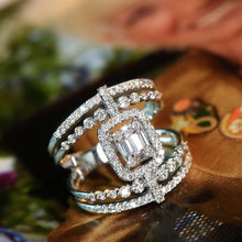 Load image into Gallery viewer, LUOWEND 18K White Gold Natural Diamond Ring for Women
