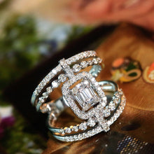 Load image into Gallery viewer, LUOWEND 18K White Gold Natural Diamond Ring for Women
