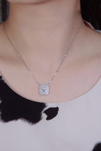 LUOWEND 18K White Gold Real Natural Diamond Pendant Necklace for Women