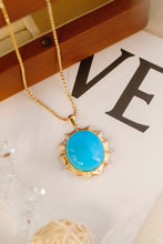 Load image into Gallery viewer, LUOWEND 18K Yellow Gold Real Natural Turquoise Necklace for Women
