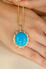 Load image into Gallery viewer, LUOWEND 18K Yellow Gold Real Natural Turquoise Necklace for Women
