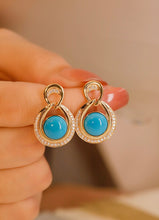 Load image into Gallery viewer, LUOWEND 18K Yellow Gold Real Natural Turquoise Necklace for Women
