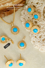 Load image into Gallery viewer, LUOWEND 18K Yellow Gold Real Natural Turquoise Necklace for Women
