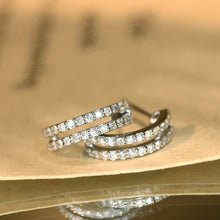 Load image into Gallery viewer, LUOWEND 18K White Gold Natural Diamond Earrings for Women
