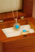 Load image into Gallery viewer, LUOWEND 18K Yellow Gold Real Natural Turquoise Necklace for Women
