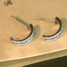 Load image into Gallery viewer, LUOWEND 18K White Gold Natural Diamond Earrings for Women
