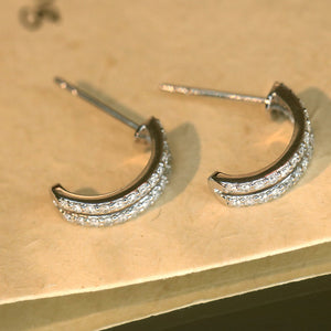 LUOWEND 18K White Gold Natural Diamond Earrings for Women
