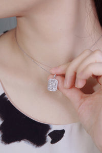 LUOWEND 18K White Gold Real Natural Diamond Pendant Necklace for Women