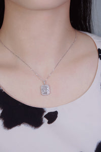 LUOWEND 18K White Gold Real Natural Diamond Pendant Necklace for Women