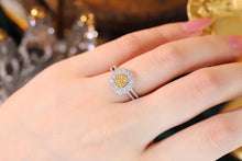 Load image into Gallery viewer, LUOWEND 18K White Gold Real Natural Yellow Diamond Ring for Women

