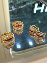 Load image into Gallery viewer, LUOWEND 18K Yellow Gold Natural Ruby Earrings for Women

