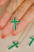 Load image into Gallery viewer, LUOWEND 18K White Gold Real Natural Emerald Necklace for Women

