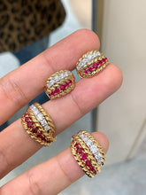 Load image into Gallery viewer, LUOWEND 18K Yellow Gold Natural Ruby Earrings for Women
