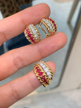 Load image into Gallery viewer, LUOWEND 18K Yellow Gold Natural Ruby Earrings for Women
