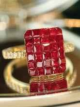 Load image into Gallery viewer, LUOWEND 18K Yellow Gold Natural Ruby Ring for Women
