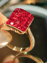 Load image into Gallery viewer, LUOWEND 18K Yellow Gold Natural Ruby Ring for Women
