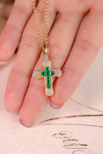 Load image into Gallery viewer, LUOWEND 18K Yellow Gold Real Natural Emerald and Diamond Gemstone Necklace for Women
