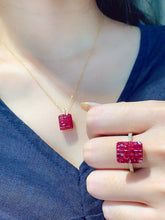 Load image into Gallery viewer, LUOWEND 18K Yellow Gold Natural Ruby Ring for Women
