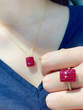 Load image into Gallery viewer, LUOWEND 18K Yellow Gold Natural Ruby Ring for Women
