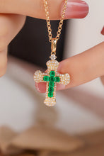 Load image into Gallery viewer, LUOWEND 18K Yellow Gold Real Natural Emerald and Diamond Gemstone Necklace for Women
