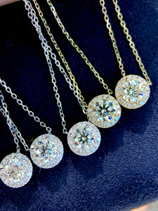 LUOWEND 18K White/Yellow Gold Natural Diamond Necklace for Women