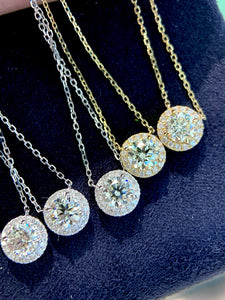 LUOWEND 18K White/Yellow Gold Natural Diamond Necklace for Women