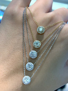 LUOWEND 18K White/Yellow Gold Natural Diamond Necklace for Women