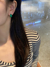 Load image into Gallery viewer, LUOWEND 18K Yellow Gold Natural Emerald Earrings for Women
