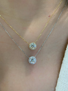 LUOWEND 18K White/Yellow Gold Natural Diamond Necklace for Women