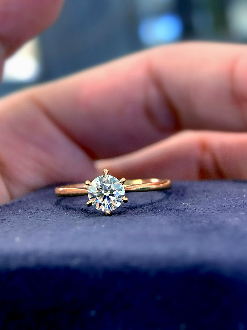 LUOWEND 18K White/Yellow Gold Natural Diamond Ring for Women