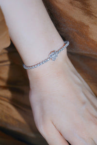 LUOWEND 18K White Gold Real Natural Diamond Bracelet for Women
