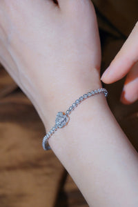 LUOWEND 18K White Gold Real Natural Diamond Bracelet for Women