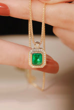 Load image into Gallery viewer, LUOWEND 18K White/Yellow Gold Real Natural Emerald Necklace for Women
