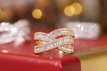 Load image into Gallery viewer, LUOWEND 18K White or Rose Gold Real Natural Diamond Ring for Women

