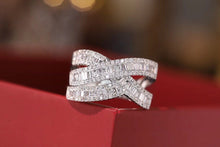 Load image into Gallery viewer, LUOWEND 18K White or Rose Gold Real Natural Diamond Ring for Women
