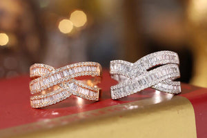 LUOWEND 18K White or Rose Gold Real Natural Diamond Ring for Women