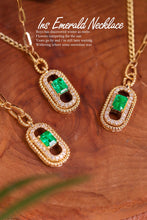 Load image into Gallery viewer, LUOWEND 18K Yellow Gold Real Natural Emerald Necklace for Women
