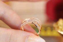 Load image into Gallery viewer, LUOWEND 18K White or Rose Gold Real Natural Diamond Ring for Women
