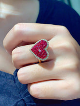 Load image into Gallery viewer, LUOWEND 18K Yellow Gold Natural Ruby Ring for Women
