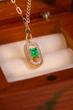 Load image into Gallery viewer, LUOWEND 18K Yellow Gold Real Natural Emerald Necklace for Women
