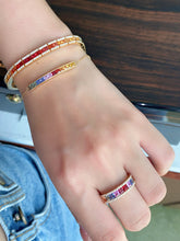 Load image into Gallery viewer, LUOWEND 18K Yellow Gold Natural Diamond and Color Sapphire Bracelet for Women
