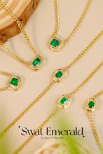Load image into Gallery viewer, LUOWEND 18K Yellow Gold Real Natural Emerald Bracelet and Necklace for Women
