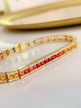 Load image into Gallery viewer, LUOWEND 18K Yellow Gold Natural Diamond and Color Sapphire Bracelet for Women
