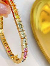Load image into Gallery viewer, LUOWEND 18K Yellow Gold Natural Diamond and Color Sapphire Bracelet for Women
