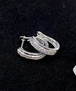 LUOWEND 18K White Gold Natural Diamond Earrings for Women