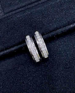 LUOWEND 18K White Gold Natural Diamond Earrings for Women