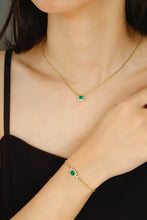 Load image into Gallery viewer, LUOWEND 18K Yellow Gold Real Natural Emerald Bracelet and Necklace for Women
