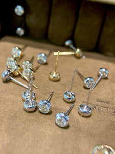 LUOWEND 18K White/Yellow Gold Natural Diamond Earrings for Women