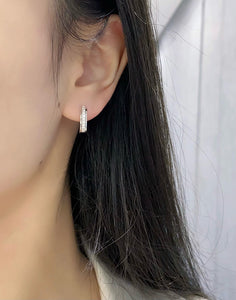 LUOWEND 18K White Gold Natural Diamond Earrings for Women