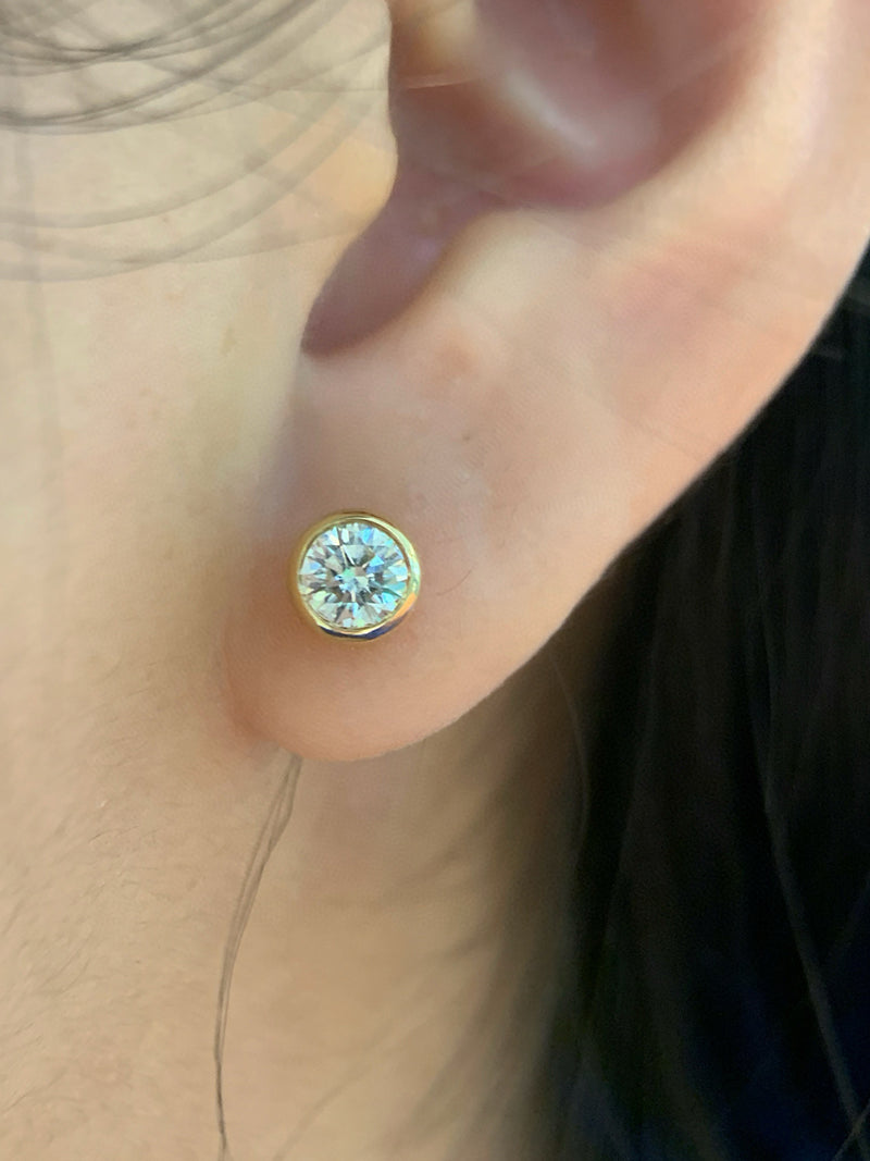 LUOWEND 18K White/Yellow Gold Natural Diamond Earrings for Women